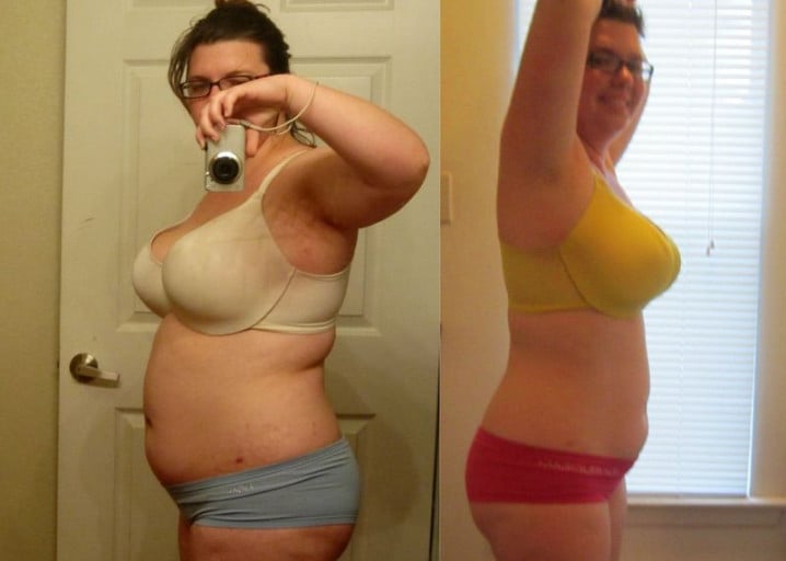Photo documenting my progress, was happy to see this!!! [F/22/5'3" 205-180lbs] NSFW