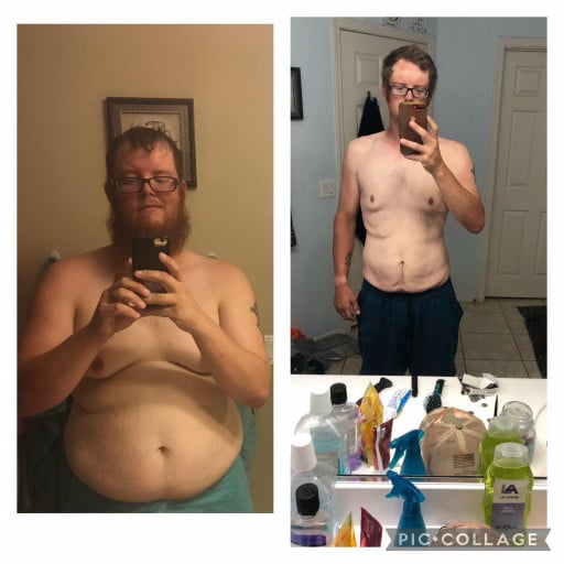 120 lbs Fat Loss Before and After 5'11 Male 300 lbs to 180 lbs