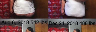6 feet 1 Male 54 lbs Fat Loss Before and After 542 lbs to 488 lbs