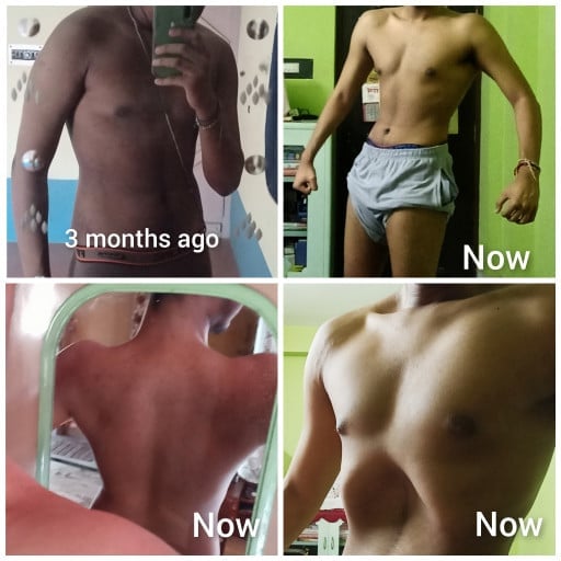 A progress pic of a 6'1" man showing a fat loss from 163 pounds to 161 pounds. A respectable loss of 2 pounds.