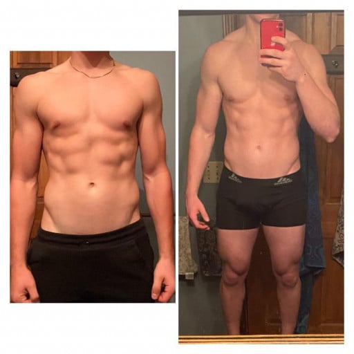 20 lbs Weight Gain Before and After 5'11 Male 155 lbs to 175 lbs