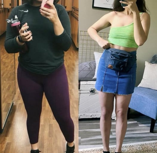 Before and After 61 lbs Weight Loss 5 foot 7 Female 198 lbs to 137 lbs