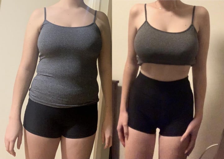 5 foot 6 Female Before and After 29 lbs Weight Loss 152 lbs to 123 lbs