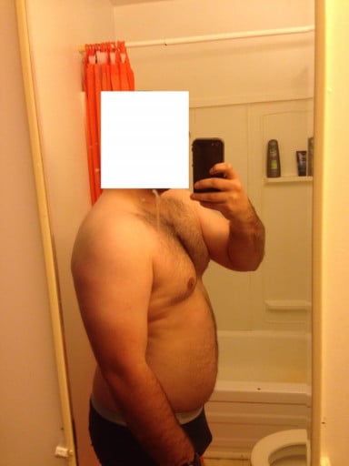 A progress pic of a 5'5" man showing a weight loss from 215 pounds to 207 pounds. A net loss of 8 pounds.