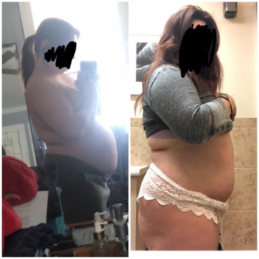 5'2 Female Progress Pics of 15 lbs Weight Loss 223 lbs to 208 lbs