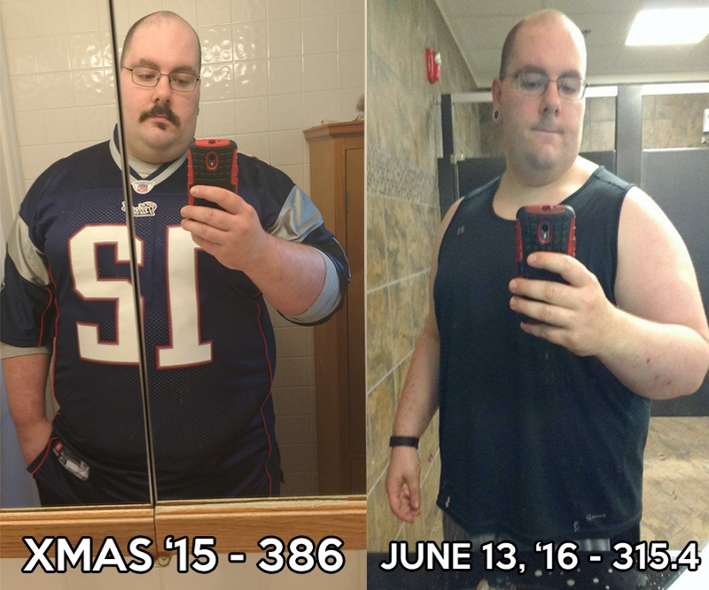 71 lbs Weight Loss 5 feet 11 Male 386 lbs to 315 lbs