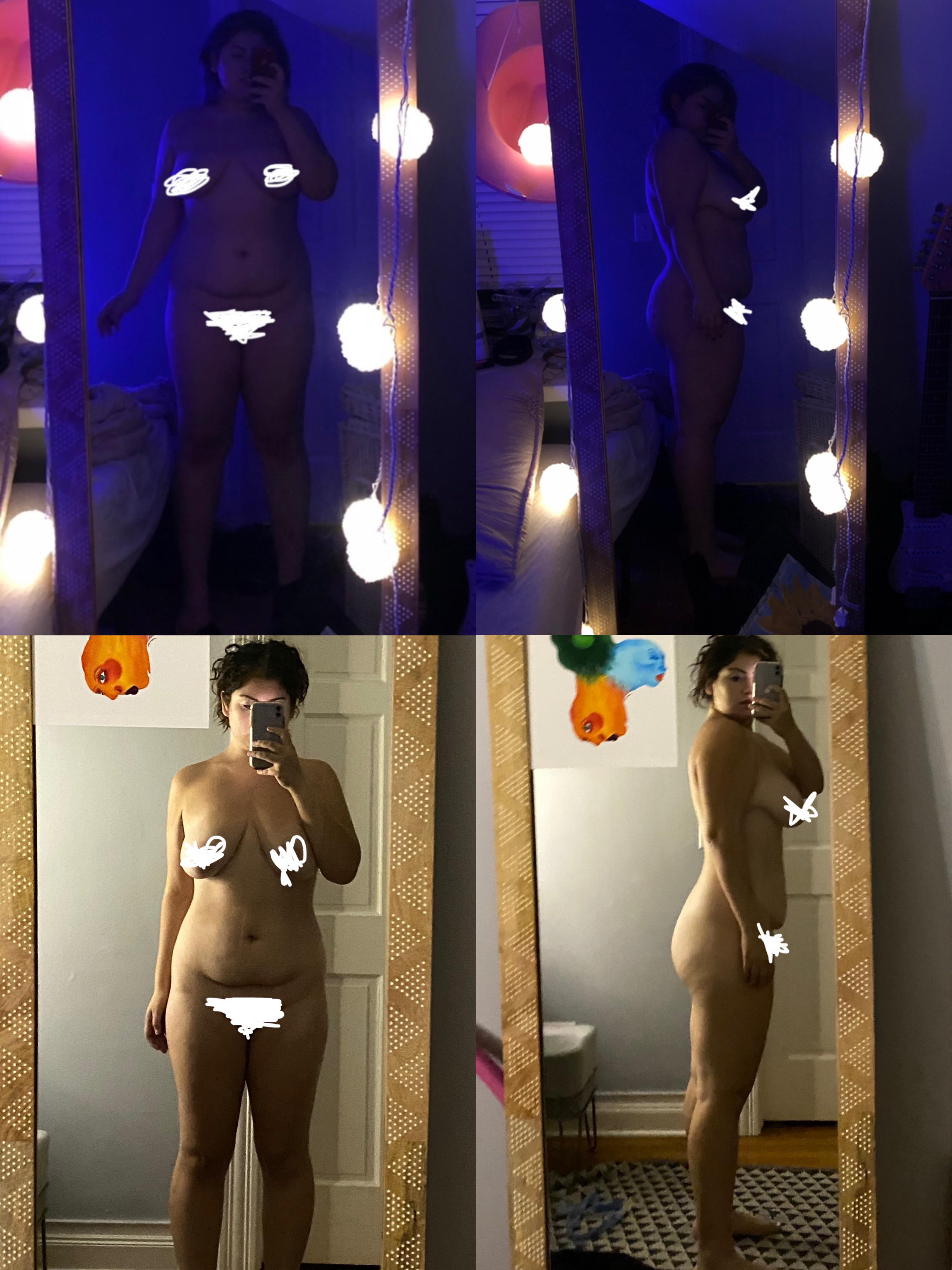 54 lbs Fat Loss Before and After 5 feet 7 Female 240 lbs to 186 lbs