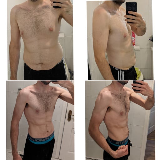 5 foot 10 Male Before and After 11 lbs Weight Loss 151 lbs to 140 lbs