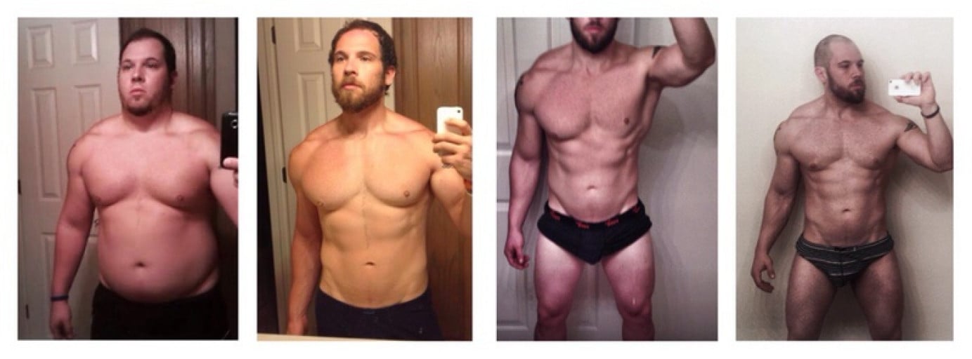 A photo of a 5'7" man showing a fat loss from 275 pounds to 175 pounds. A net loss of 100 pounds.