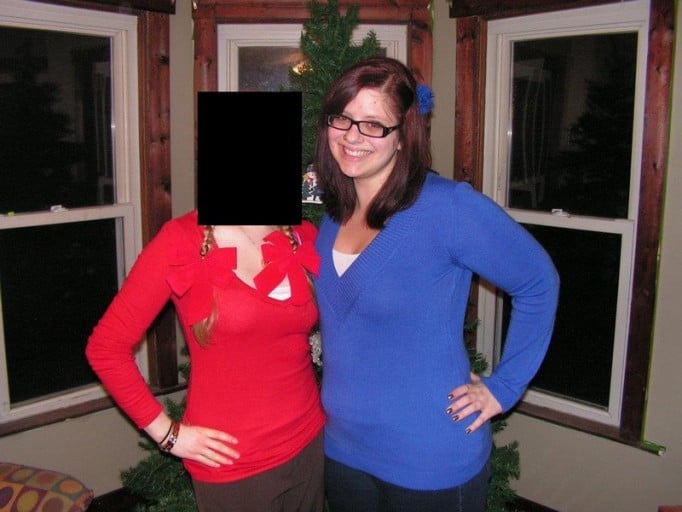 A picture of a 5'7" female showing a weight reduction from 204 pounds to 149 pounds. A respectable loss of 55 pounds.