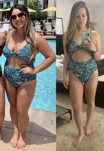 Before and After 40 lbs Weight Loss 5 foot 5 Female 175 lbs to 135 lbs