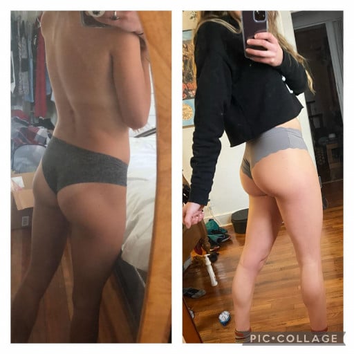 Before and After 8 lbs Muscle Gain 5 feet 8 Female 127 lbs to 135 lbs