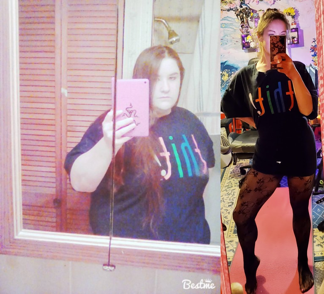 Before and After 201 lbs Fat Loss 5 foot 8 Female 364 lbs to 163 lbs