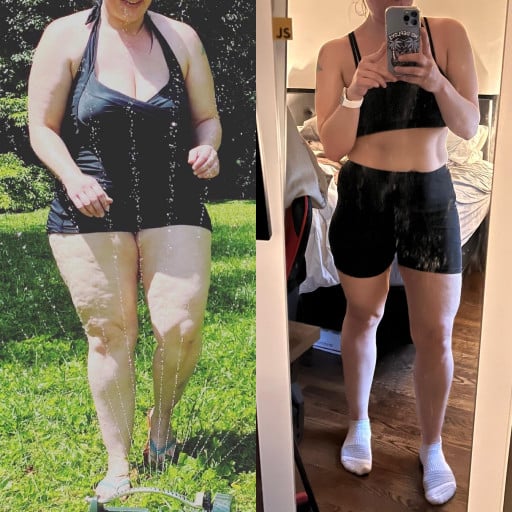 Progress Pics of 58 lbs Weight Loss 5'6 Female 220 lbs to 162 lbs