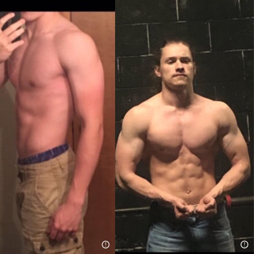 Progress Pics of 42 lbs Muscle Gain 6 foot Male 155 lbs to 197 lbs