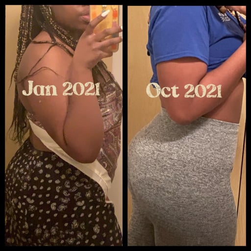 5 foot 8 Female Before and After 46 lbs Fat Loss 242 lbs to 196 lbs