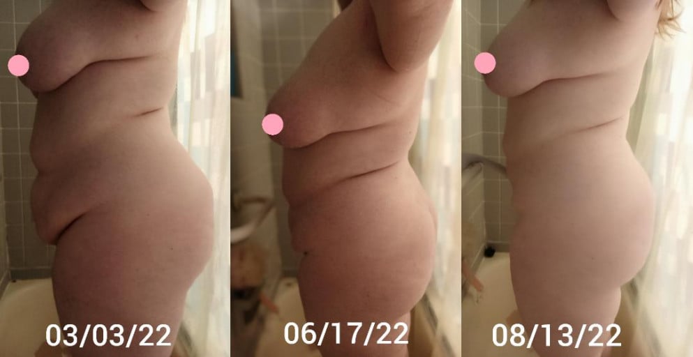 5 foot 6 Female Progress Pics of 32 lbs Weight Loss 299 lbs to 267 lbs