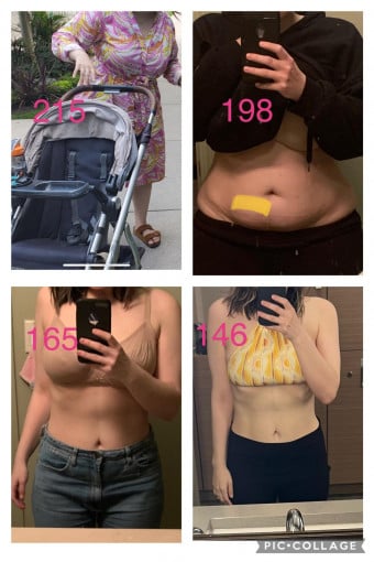 5 feet 4 Female Before and After 17 lbs Fat Loss 215 lbs to 198 lbs