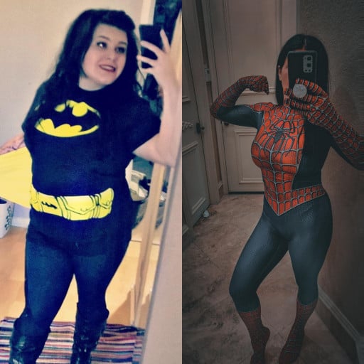 Before and After 61 lbs Weight Loss 5 feet 4 Female 215 lbs to 154 lbs