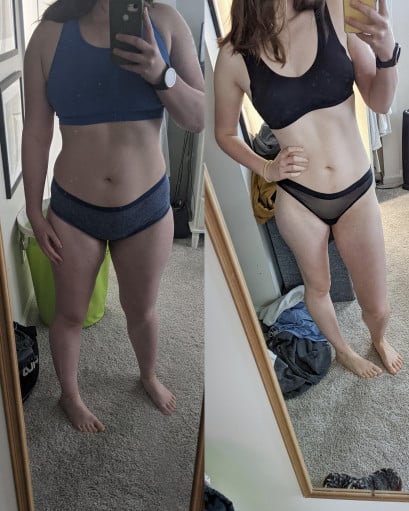 40 lbs Weight Loss Before and After 5'5 Female 166 lbs to 126 lbs