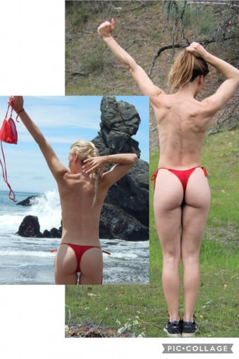 Before and After 5 lbs Muscle Gain 5'3 Female 110 lbs to 115 lbs