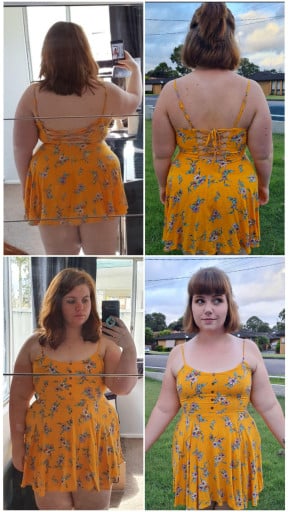 53 lbs Fat Loss Before and After 5'6 Female 271 lbs to 218 lbs