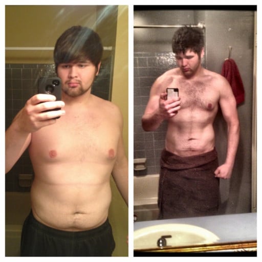 A picture of a 6'4" male showing a weight reduction from 295 pounds to 220 pounds. A respectable loss of 75 pounds.