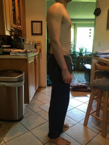 A progress pic of a 5'9" man showing a weight reduction from 175 pounds to 155 pounds. A respectable loss of 20 pounds.