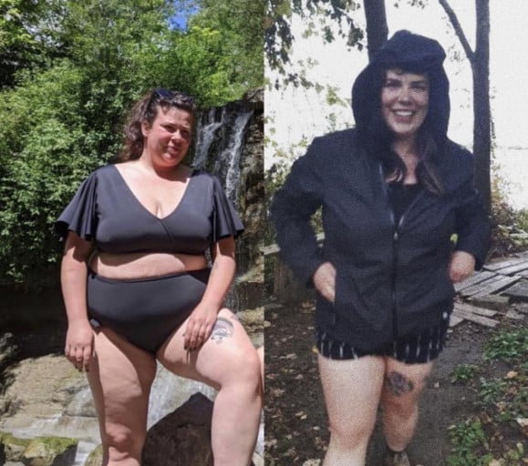 60 lbs Fat Loss Before and After 5'6 Female 272 lbs to 212 lbs