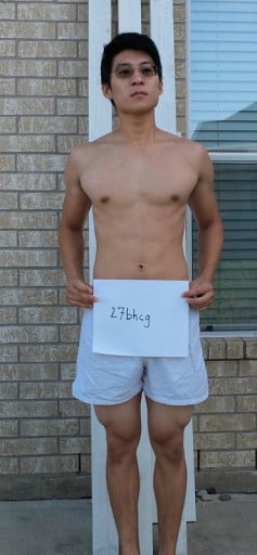 A picture of a 5'6" male showing a snapshot of 137 pounds at a height of 5'6