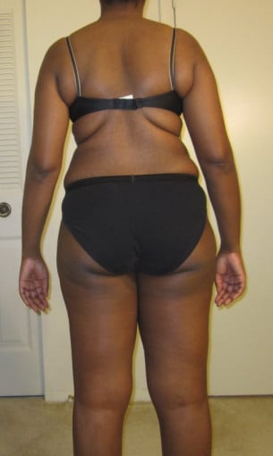 A photo of a 5'5" woman showing a snapshot of 162 pounds at a height of 5'5