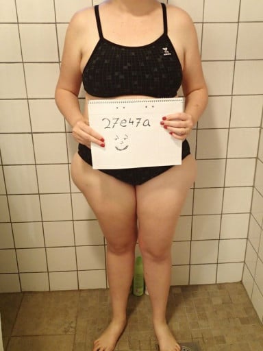 A progress pic of a 5'8" woman showing a snapshot of 196 pounds at a height of 5'8
