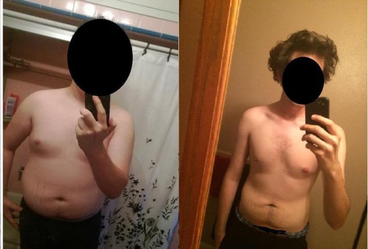 A picture of a 6'2" male showing a weight loss from 254 pounds to 181 pounds. A total loss of 73 pounds.