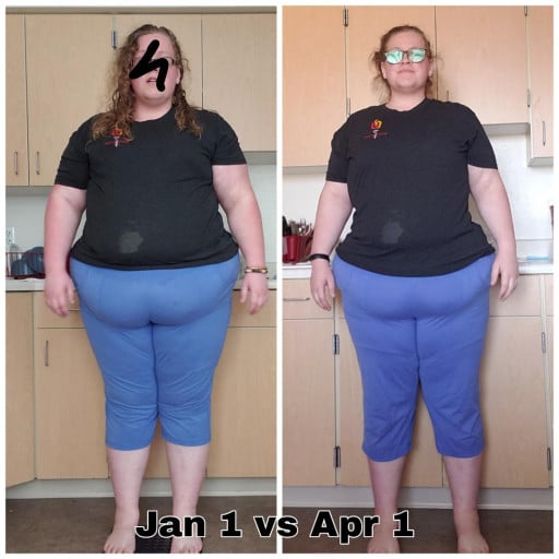 5 foot 8 Female Before and After 53 lbs Weight Loss 369 lbs to 316 lbs