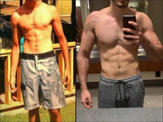 6 foot 2 Male Progress Pics of 45 lbs Muscle Gain 150 lbs to 195 lbs