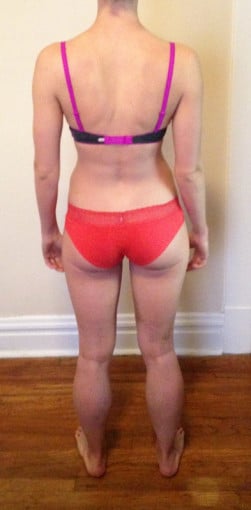 A photo of a 5'8" woman showing a snapshot of 137 pounds at a height of 5'8