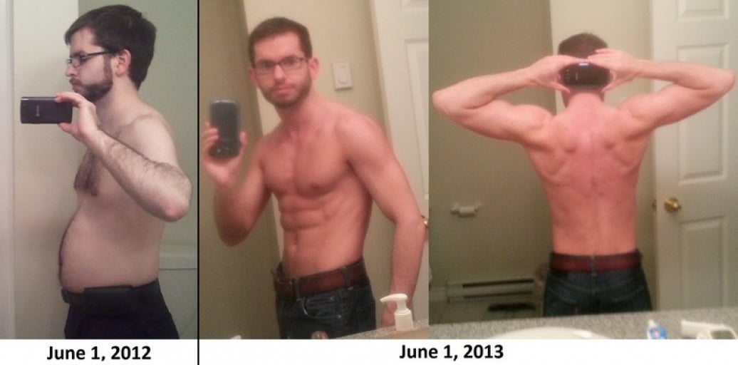A progress pic of a 5'4" man showing a fat loss from 137 pounds to 122 pounds. A respectable loss of 15 pounds.