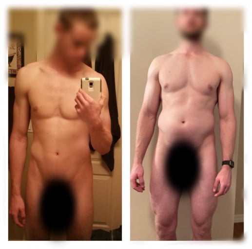 40 lbs Muscle Gain Before and After 6'5 Male 165 lbs to 205 lbs