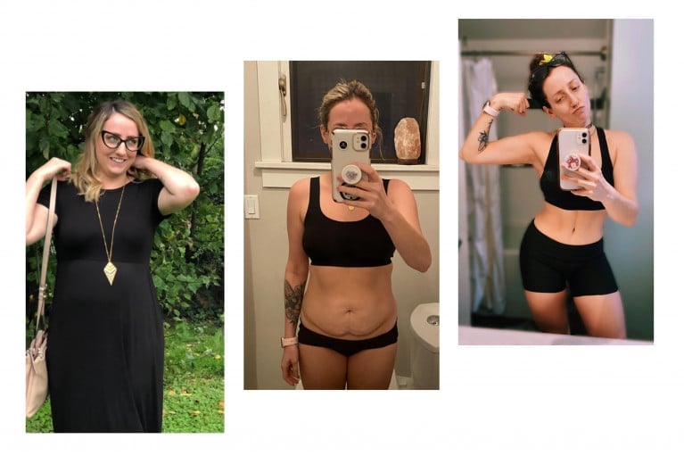 Before and After 22 lbs Fat Loss 5'1 Female 142 lbs to 120 lbs