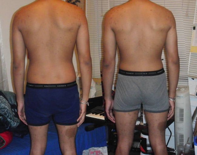 A before and after photo of a 5'10" male showing a weight loss from 165 pounds to 155 pounds. A total loss of 10 pounds.
