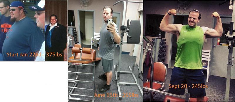 6'1 Male Progress Pics of 115 lbs Weight Gain 130 lbs to 245 lbs