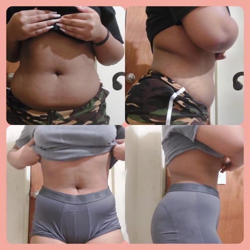 5 feet 1 Female Progress Pics of 11 lbs Weight Loss 185 lbs to 174 lbs