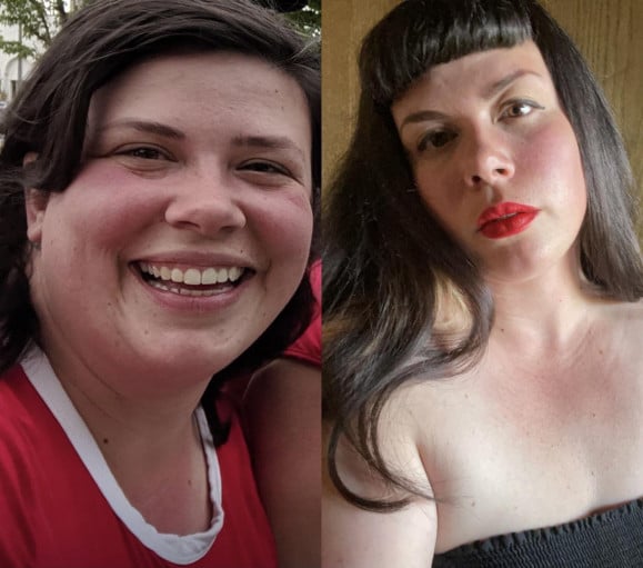 5 feet 6 Female Before and After 50 lbs Weight Loss 272 lbs to 222 lbs