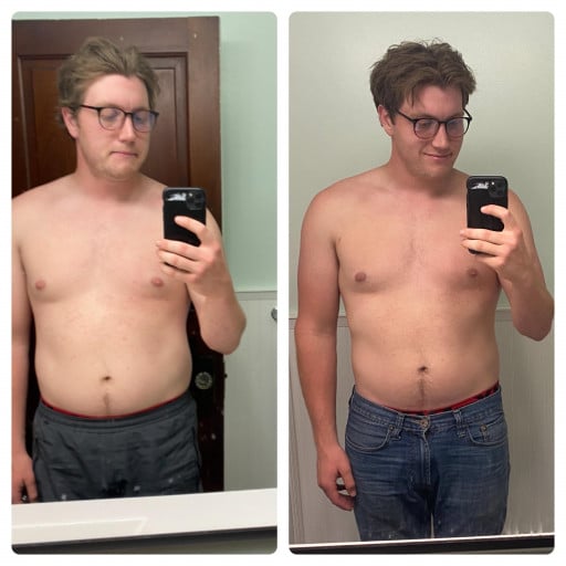 A photo of a 5'10" man showing a weight cut from 200 pounds to 190 pounds. A net loss of 10 pounds.