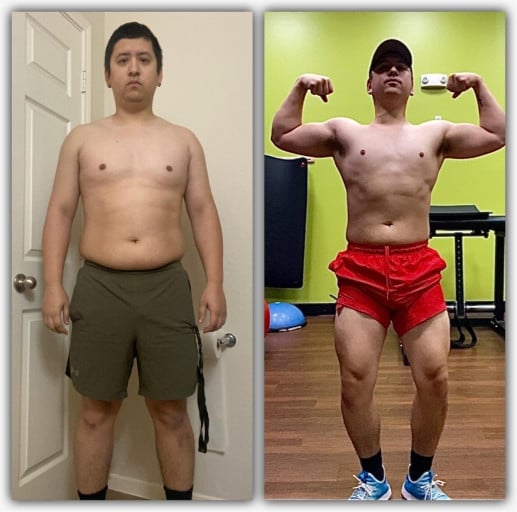 24 lbs Weight Loss Before and After 5 foot 9 Male 220 lbs to 196 lbs
