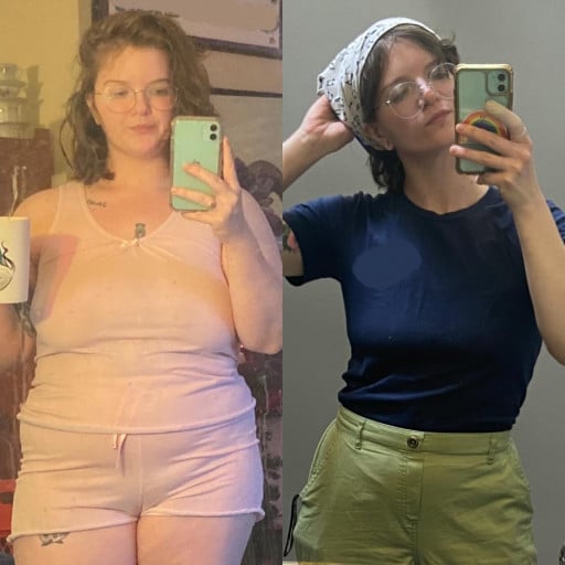 5 foot 4 Female 90 lbs Weight Loss Before and After 225 lbs to 135 lbs