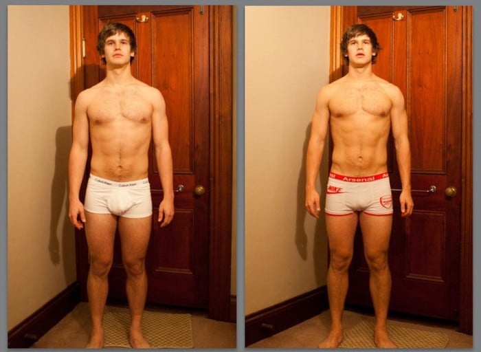 A before and after photo of a 5'10" male showing a weight cut from 173 pounds to 170 pounds. A respectable loss of 3 pounds.