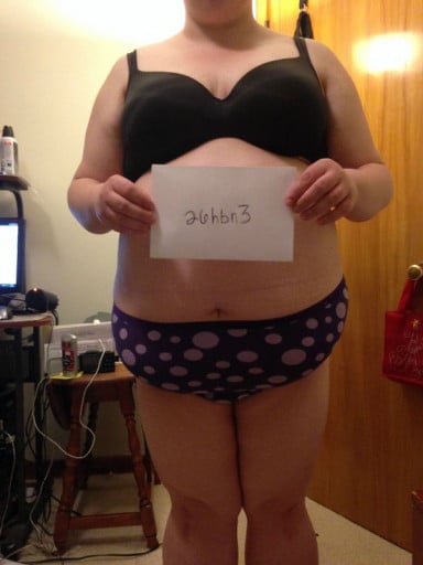 A progress pic of a 5'5" woman showing a snapshot of 293 pounds at a height of 5'5
