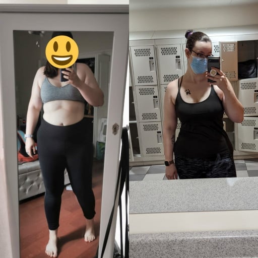 31 lbs Fat Loss Before and After 5 foot 10 Female 234 lbs to 203 lbs