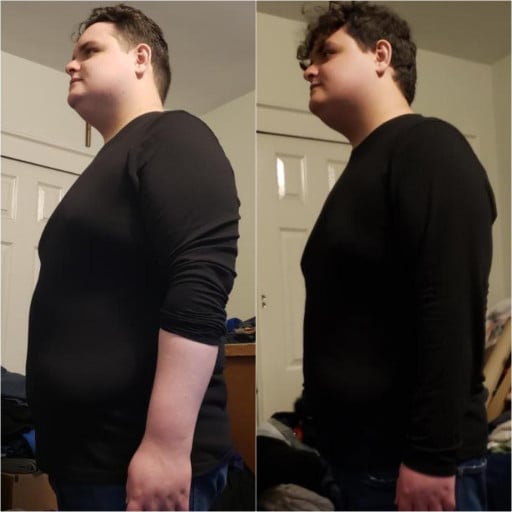 A progress pic of a 5'10" man showing a fat loss from 276 pounds to 262 pounds. A respectable loss of 14 pounds.